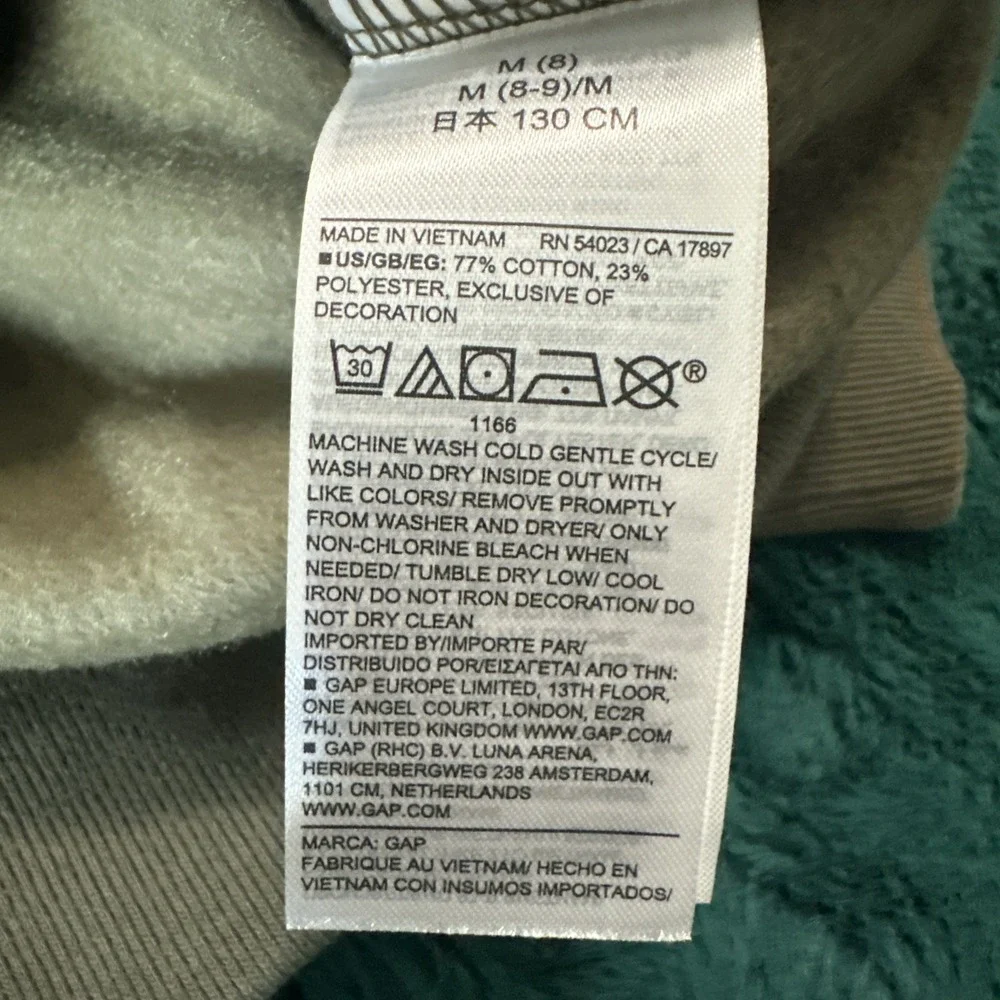 Gap x Cult Gaia Girl Size M (8) Cropped Logo Sweatshirt Vintage Soft Olive Green